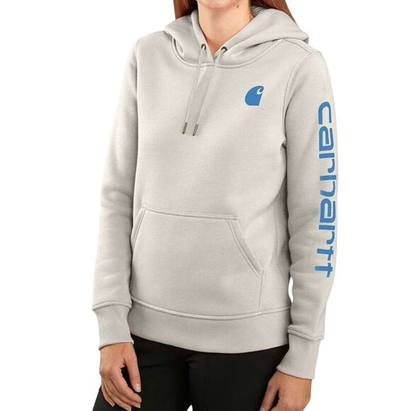 CARHARTT Relaxed Fit Midweight Logo Sleeve Graphic Hoodie Sweatshirt Soft - M - Picture 1 of 4